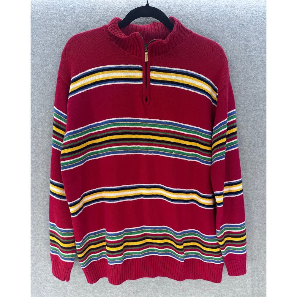 VTG Ralph Lauren Womens XL Bright Color Stripes Pullover Cotton Knit Classic 90s